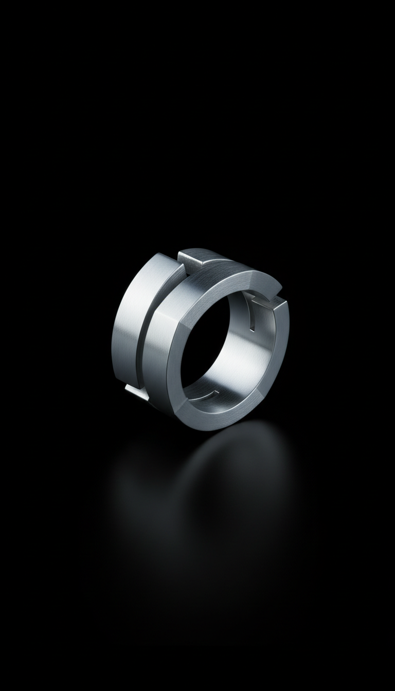Polished Steel Geometric Statement Ring